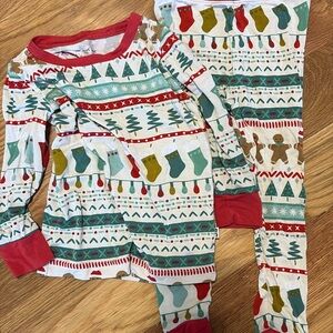 Little Sleepies Red, Green, White Holiday Pajama Set 12-18 months